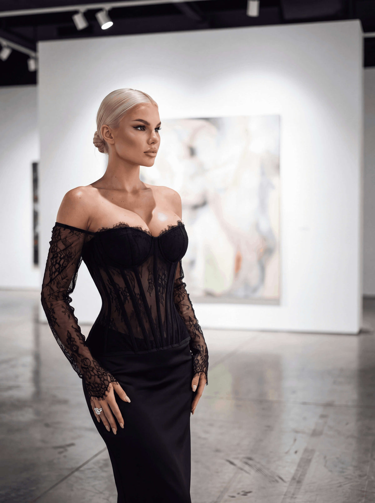 Lace corset with sleeves