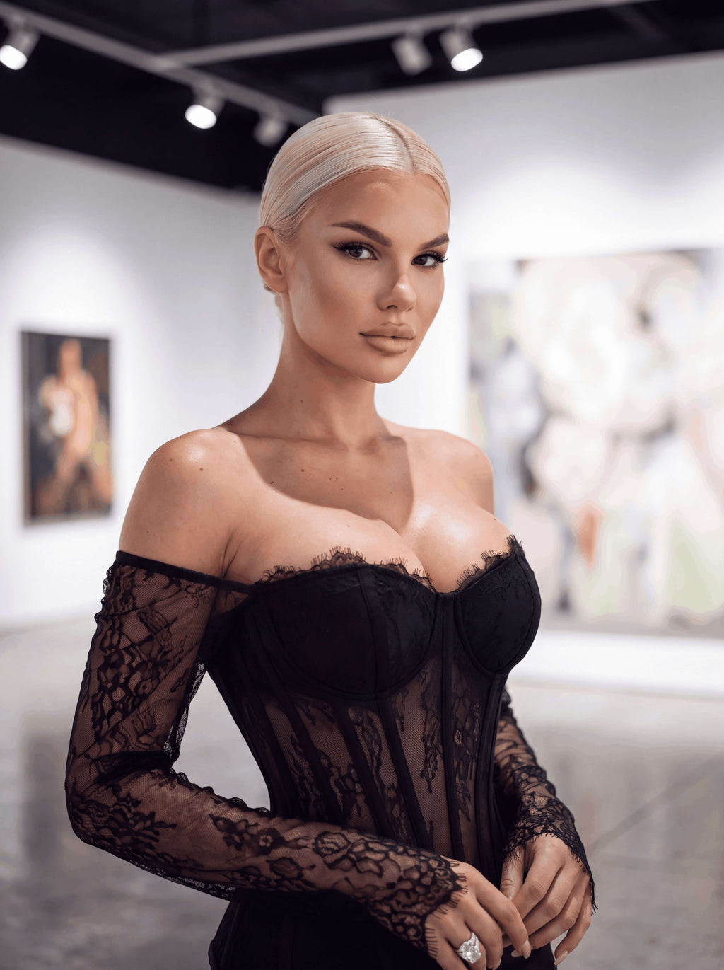 Lace corset with sleeves